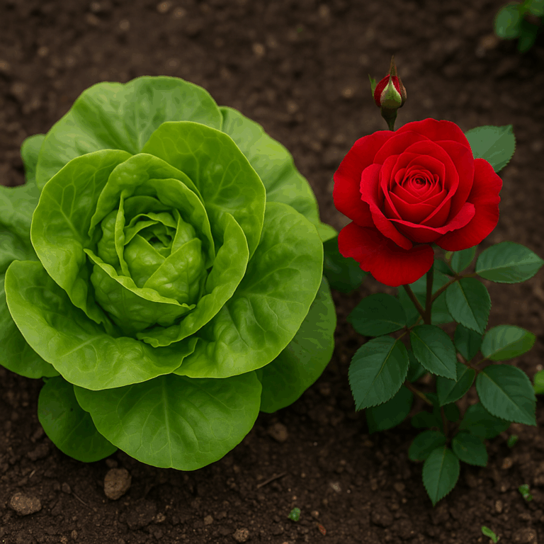 Two plants - Lettuce and a Rose - each has value and a purpose.