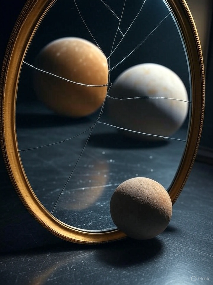 Cracked mirror reveals what someone tries to hide